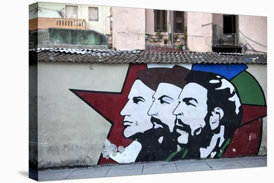 Revolutionary Mural Painted on Wall, Havana Centro, Havana, Cuba, West Indies, Central America-Lee Frost-Stretched Canvas