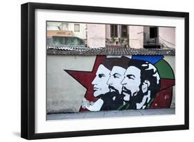 Revolutionary Mural Painted on Wall, Havana Centro, Havana, Cuba, West Indies, Central America-Lee Frost-Framed Photographic Print