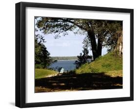 Revolutionary War Mortar Overlooking the York River at Yorktown Battlefield, Virginia-null-Framed Photographic Print