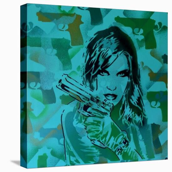 Revolver Greens-Abstract Graffiti-Stretched Canvas