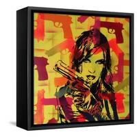 Revolver Yellows-Abstract Graffiti-Framed Stretched Canvas