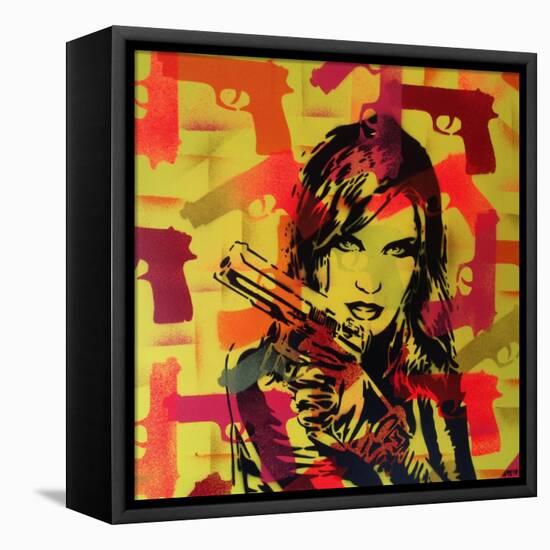 Revolver Yellows-Abstract Graffiti-Framed Stretched Canvas