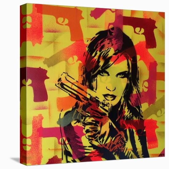 Revolver Yellows-Abstract Graffiti-Stretched Canvas