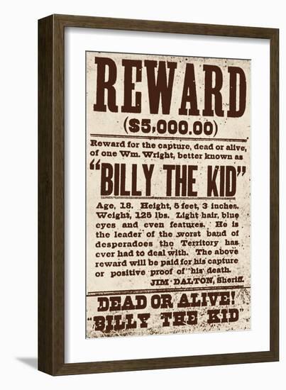 Reward Billy the Kid-null-Framed Giclee Print