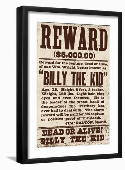 Reward Billy the Kid-null-Framed Giclee Print