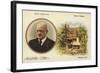 Reward Card with a Portrait of Finnish Composer Jean Sibelius-null-Framed Giclee Print