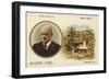 Reward Card with a Portrait of Finnish Composer Jean Sibelius-null-Framed Giclee Print