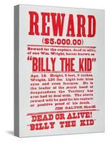 Reward Poster For Billy the Kid-null-Stretched Canvas