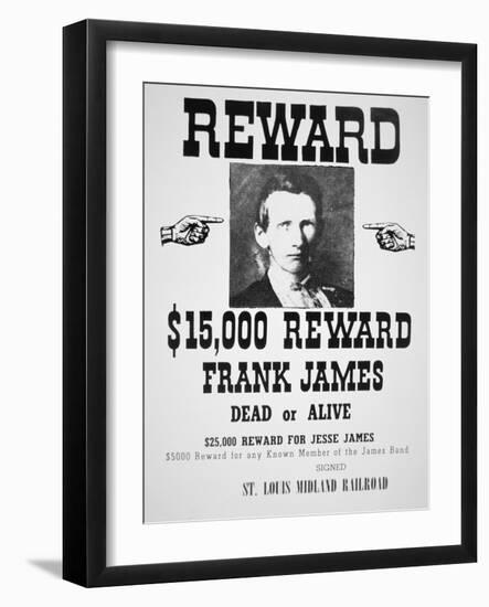 Reward Poster For Frank James-null-Framed Giclee Print