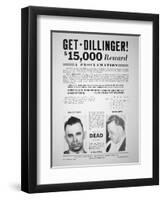 Reward Poster for John Dillinger, 1933-null-Framed Premium Giclee Print