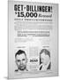 Reward Poster for John Dillinger, 1933-null-Mounted Giclee Print