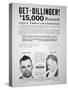 Reward Poster for John Dillinger, 1933-null-Stretched Canvas