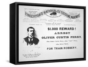 Reward Poster for the Arrest of Oliver Perry Issued by Pinkerton's National Detective Agency, 1891-American-Framed Stretched Canvas