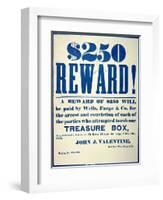 Reward Poster for the Attempted Robbery of the Wells Fargo 'Treasure Box', Issued 20th October 1875-American-Framed Giclee Print