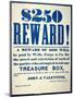 Reward Poster for the Attempted Robbery of the Wells Fargo 'Treasure Box', Issued 20th October 1875-American-Mounted Giclee Print