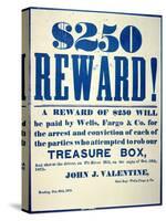 Reward Poster for the Attempted Robbery of the Wells Fargo 'Treasure Box', Issued 20th October 1875-American-Stretched Canvas