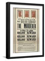 Reward Poster for the Murderer of President Abraham Lincoln, John Wilkes Booth and Accomplices-null-Framed Photographic Print