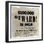 Reward Poster Offering $100,000 in Gold for the Capture of Jefferson Davis, May 1865-null-Framed Giclee Print
