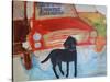Rex at the Used Car Lot - Three months guarantee-Brenda Brin Booker-Stretched Canvas