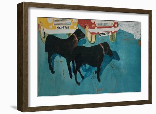 Rex at the Used Car Lot, with Friend-Brenda Brin Booker-Framed Giclee Print