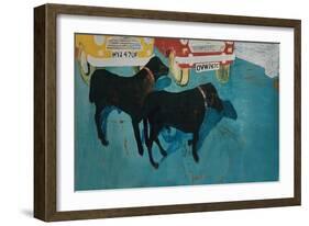 Rex at the Used Car Lot, with Friend-Brenda Brin Booker-Framed Giclee Print