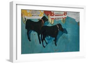 Rex at the Used Car Lot, with Friend-Brenda Brin Booker-Framed Giclee Print