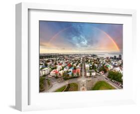 Reykjavik Cityspace with Rainbow-TTstudio-Framed Photographic Print