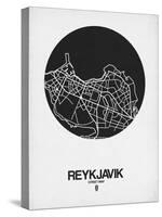 Reykjavik Street Map Black on White-NaxArt-Stretched Canvas