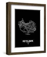 Reykjavik Street Map Black-NaxArt-Framed Art Print