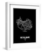 Reykjavik Street Map Black-NaxArt-Framed Art Print