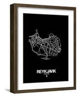 Reykjavik Street Map Black-NaxArt-Framed Art Print