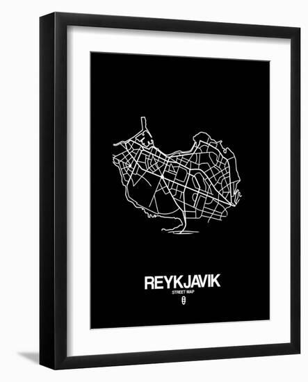 Reykjavik Street Map Black-NaxArt-Framed Art Print