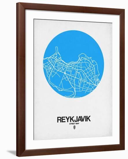 Reykjavik Street Map Blue-NaxArt-Framed Art Print