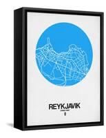 Reykjavik Street Map Blue-NaxArt-Framed Stretched Canvas