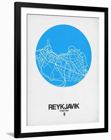 Reykjavik Street Map Blue-NaxArt-Framed Art Print