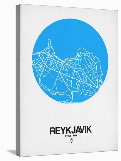 Reykjavik Street Map Blue-NaxArt-Stretched Canvas