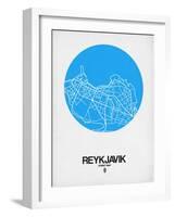 Reykjavik Street Map Blue-NaxArt-Framed Art Print