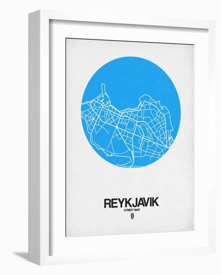 Reykjavik Street Map Blue-NaxArt-Framed Art Print