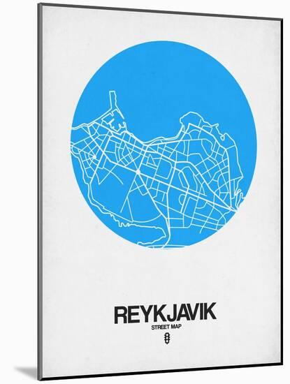 Reykjavik Street Map Blue-NaxArt-Mounted Art Print
