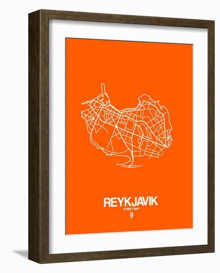 Reykjavik Street Map Orange-NaxArt-Framed Art Print