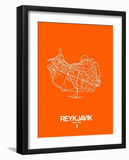 Reykjavik Street Map Orange-NaxArt-Framed Art Print