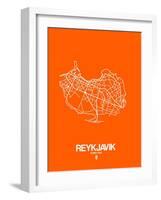 Reykjavik Street Map Orange-NaxArt-Framed Art Print