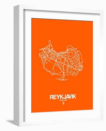 Reykjavik Street Map Orange-NaxArt-Framed Art Print