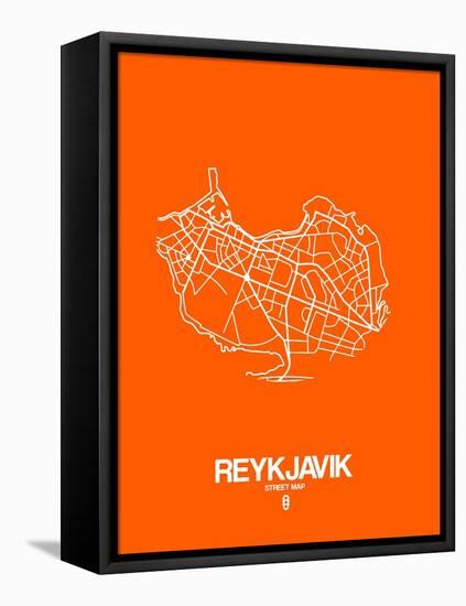 Reykjavik Street Map Orange-NaxArt-Framed Stretched Canvas