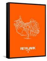 Reykjavik Street Map Orange-NaxArt-Framed Stretched Canvas