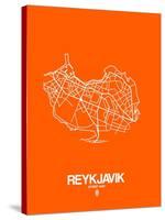 Reykjavik Street Map Orange-NaxArt-Stretched Canvas