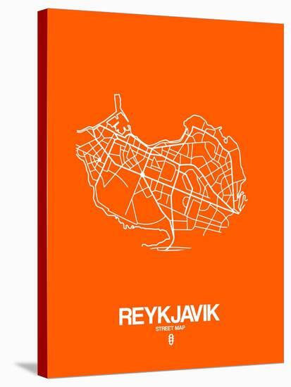 Reykjavik Street Map Orange-NaxArt-Stretched Canvas
