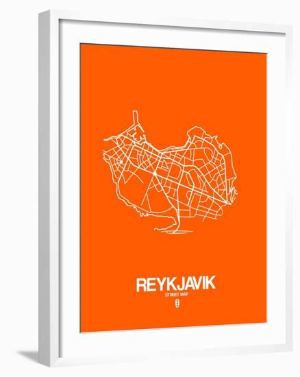 Reykjavik Street Map Orange-NaxArt-Framed Art Print