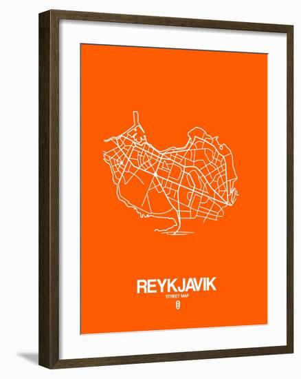 Reykjavik Street Map Orange-NaxArt-Framed Art Print