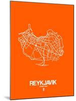 Reykjavik Street Map Orange-NaxArt-Mounted Art Print